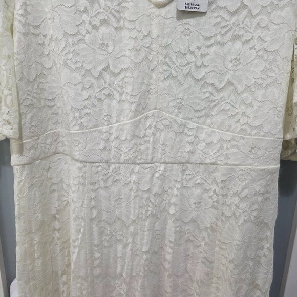 Torrid White Lace Midi Dress 14 | Bridal Flutter Sleeve Fit & Flare Romantic For - Picture 15 of 16